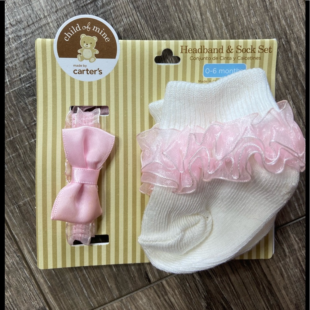 Carter’s Child of Mine 0-6 month Headband & sock set
